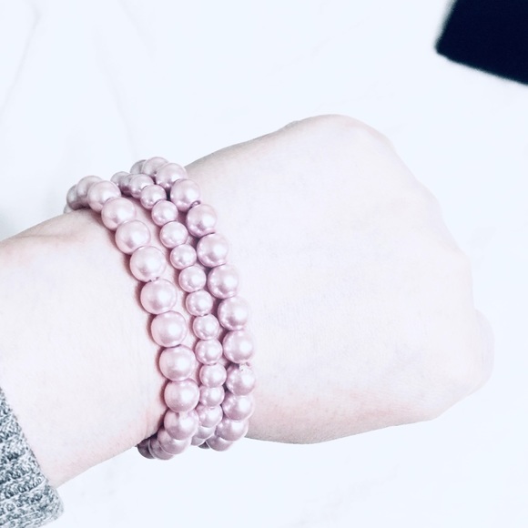 🆕3pc LUXE Stackable Faux Pink Pearl Bracelet Set
Handmade Power Stretch Layered - Picture 4 of 15